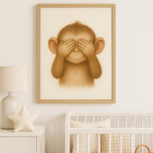 Cheeky Monkey Nursery Print – Jungle Safari Animal Wall Art, Instant Download Printable Poster for Baby Room, Digital Playroom Decor