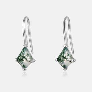 Grüne Moosachat Ohrringe Moosachat Schmuck Edelstein Tropfen baumeln Ohrringe Minimalist natürliche grüne Moosachat Ohrringe einzigartiges Geschenk-Frauen