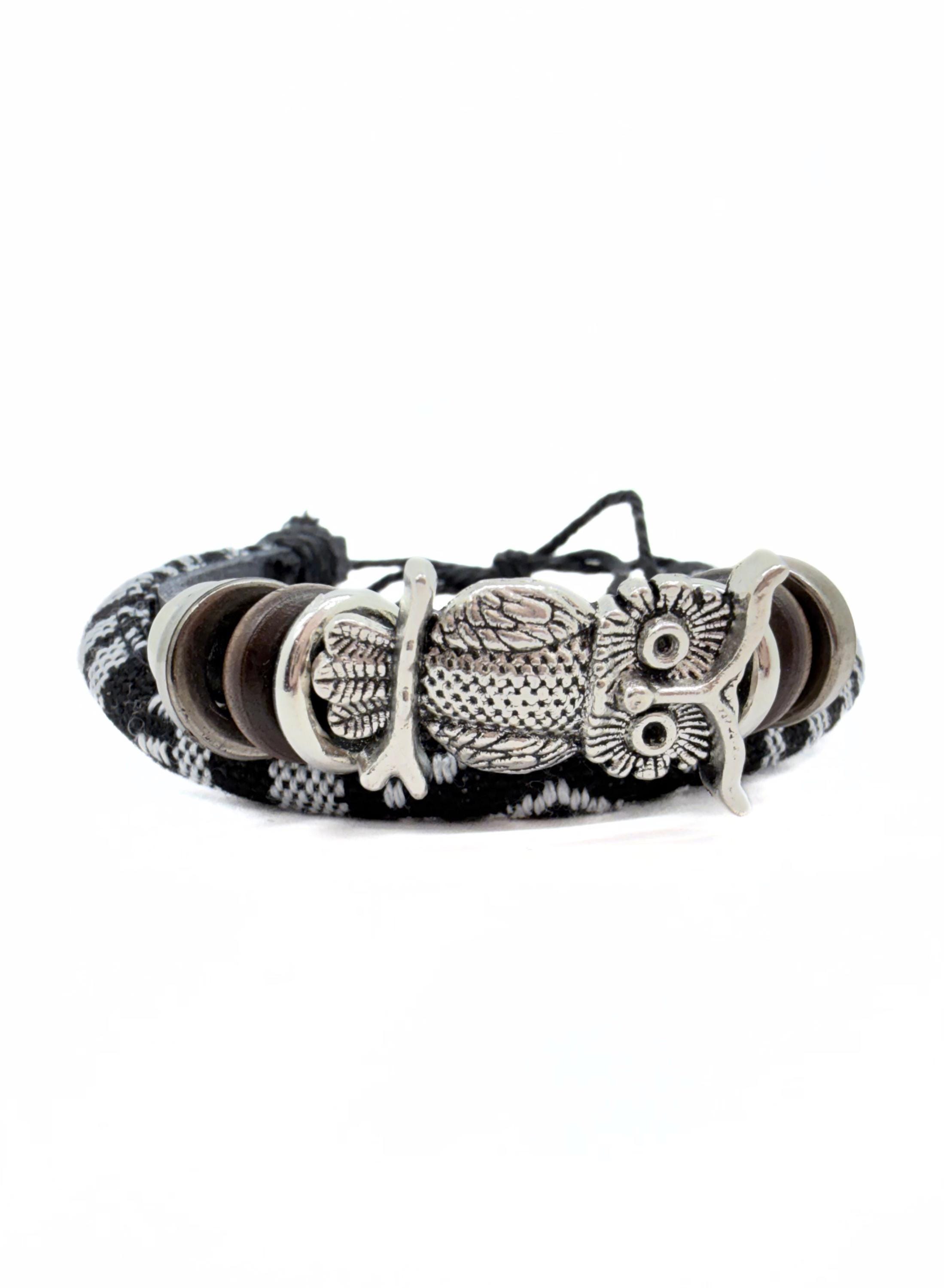 Bohemian Owl Bracelet &ndash; Handmade Adjustable Woven Cord