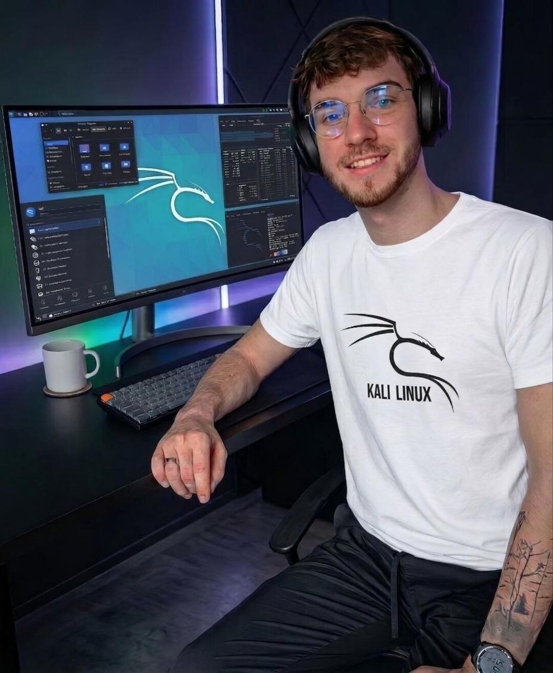 Kali Linux Logo T-shirt With Text | Cybersecurity Hacker Tee - Etsy