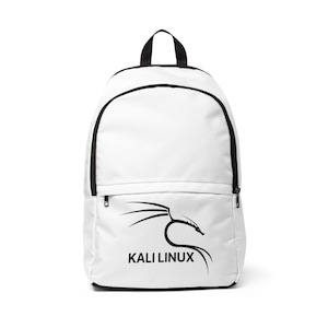 Rugzak met Kali Linux-logo | Witte nylon technische tas, waterbestendig, georganiseerde opslag