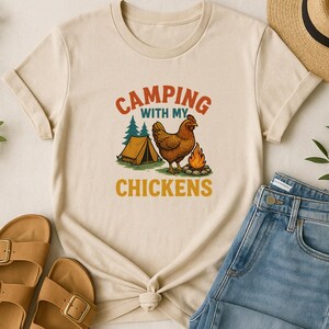 Camping with my Chickens T-Shirt, Camping Shirt, Funny Camping T-Shirt, Retro Camping Shirt, Unisex Camping Shirt, Camper Gift