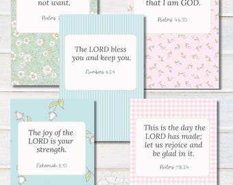 Tarjetas con las Escrituras en estilo cottagecore / Decoración cristiana imprimible (Descarga PDF)
