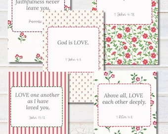 Tarjetas de las Escrituras de Amor, Versículos Bíblicos, Palabras de Ánimo Cristiano (Descarga Digital)