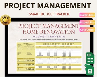Project Mangement Home Renovation Budget Template Excel & Google Sheets: Kosten planen, verfolgen und kontrollieren