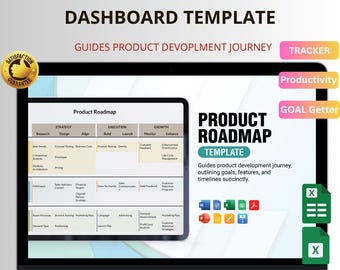 Product Roadmap Template | Excel + Google Sheets Dashboard for Business Strategy & Product Management
