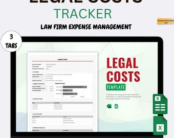Legal Expense Tracker Excel Template: Law Firm Budget Dashboard (Instant Download)