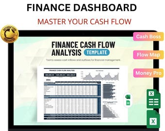 Cash Flow Analysis Template Excel & Google Sheets | Business Finance Dashboard and Money Management Tool