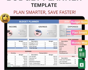 Budget Planner Template Excel & Google Sheets | Monthly and Yearly Finance Organizer and Expense Tracker