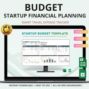 Modelo de Orçamento para Startups | Planejador de Despesas Empresariais para Excel e Planilhas Google