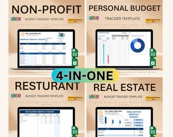 Plantilla de presupuesto mensual definitivo en Excel: Finanzas para organizaciones sin fines de lucro, personales, inmobiliarias y restaurantes (descarga digital)