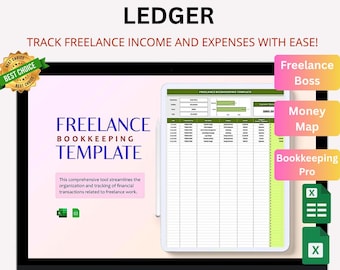 Freelance Bookkeeping Template Excel & Google Sheets | Income, Expenses and Client Management