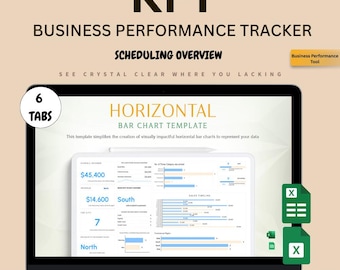 KPI Dashboard Template: Excel & Google Sheets Horizontal Bar Charts (Digital Download)