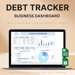 Rastreador de deudas en Excel y Hojas de Cálculo de Google / Planificador de préstamos estudiantiles, tarjetas de crédito, hipotecas, préstamos para automóviles y personales / Panel de control financiero