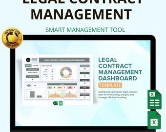 Contract Management Dashboard Excel & Google Sheets: Track Legal Contracts and Compliance