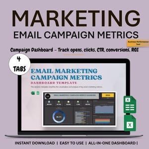 Email Marketing Campaign Metrics Dashboard | Excel + Google Sheets Template | KPI Tracker | Analytics & Reporting Spreadsheet