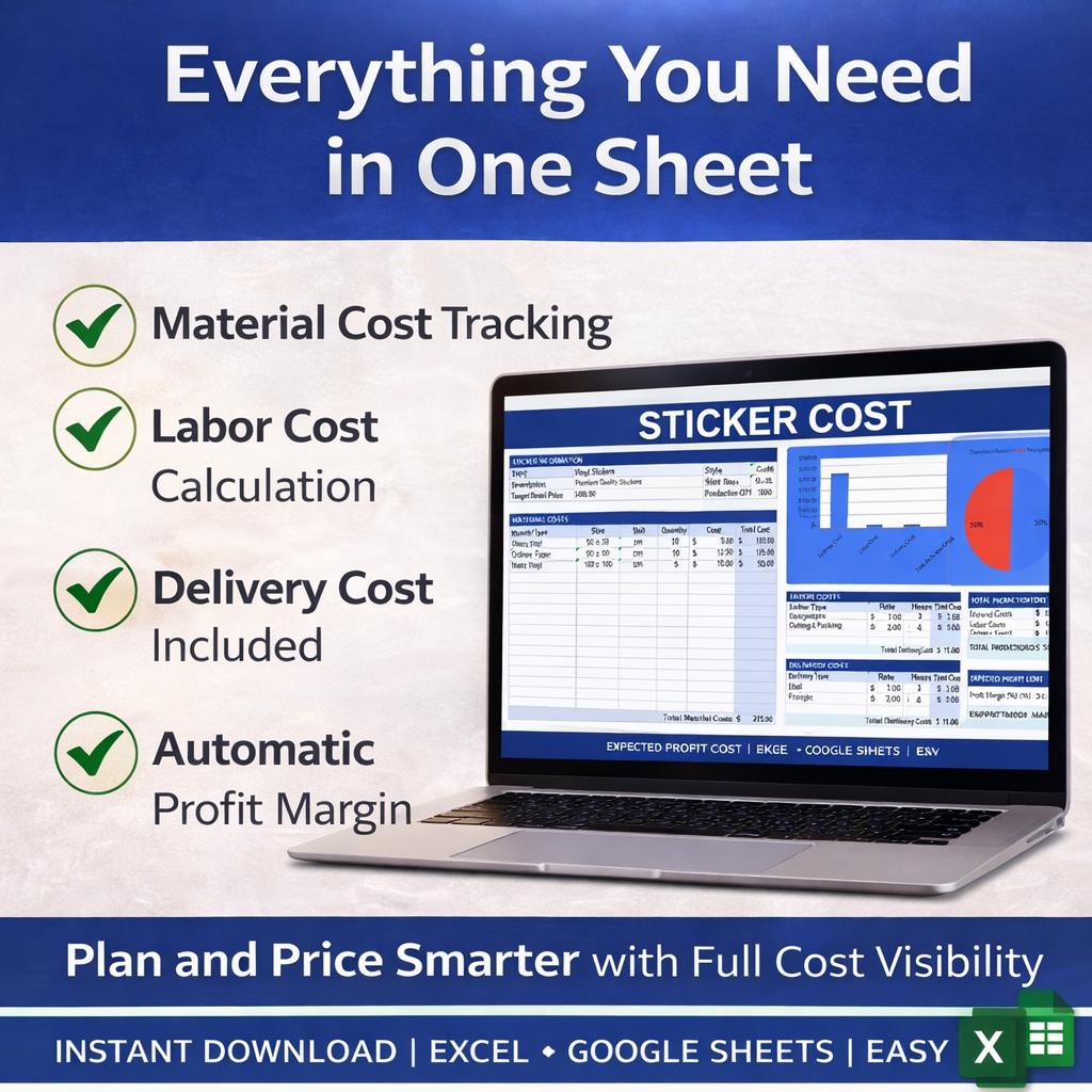 Sticker Price List Example Sticker Pricing Cost Template | Excel & Google Sheets | Profit ...