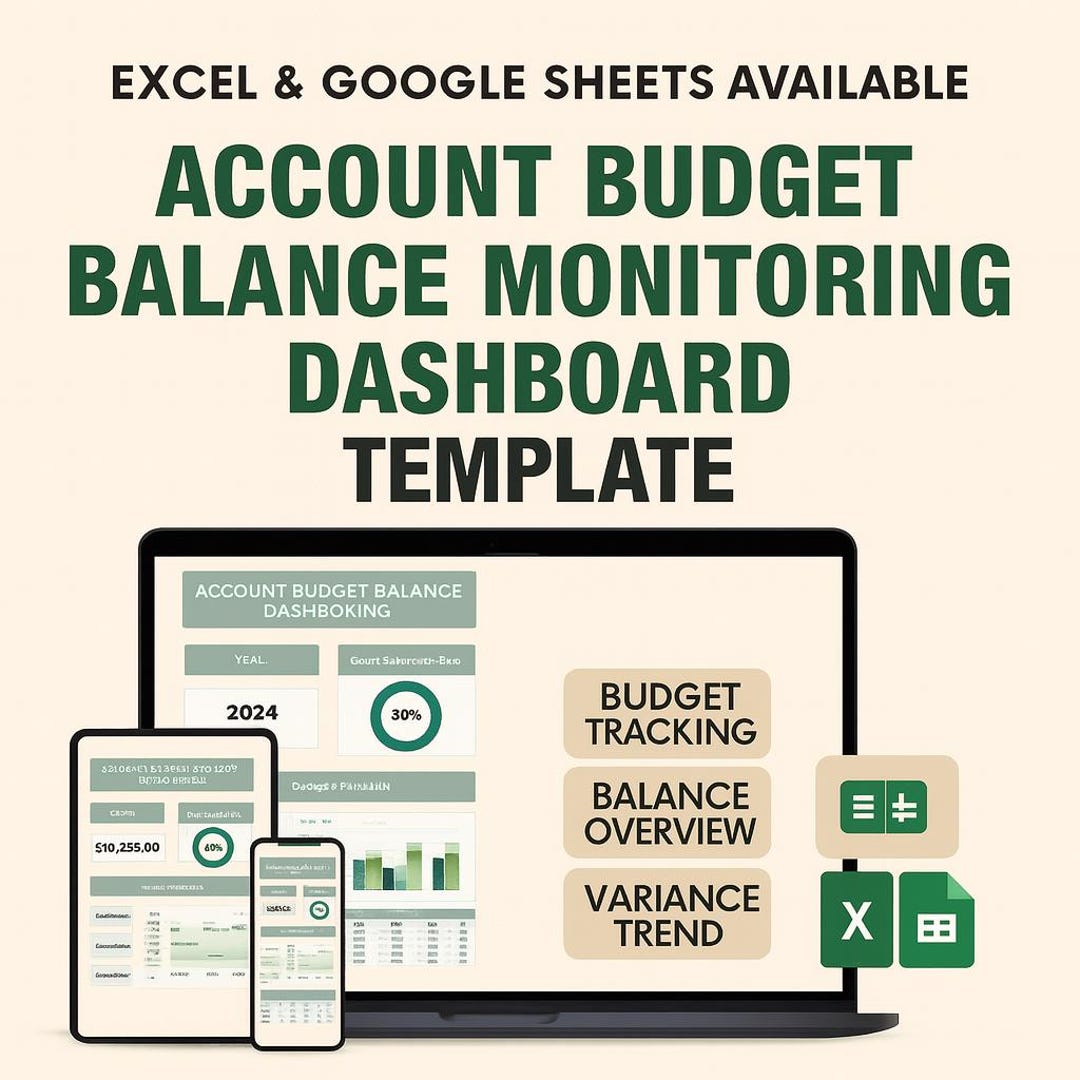 Budget And Account Code Example Account Budget Balance Dashboard Excel & Google Sheets: Track Accounts ...
