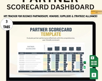 Partner Scorecard Dashboard Template: Excel & Google Sheets KPI Tracker (Instant Download)