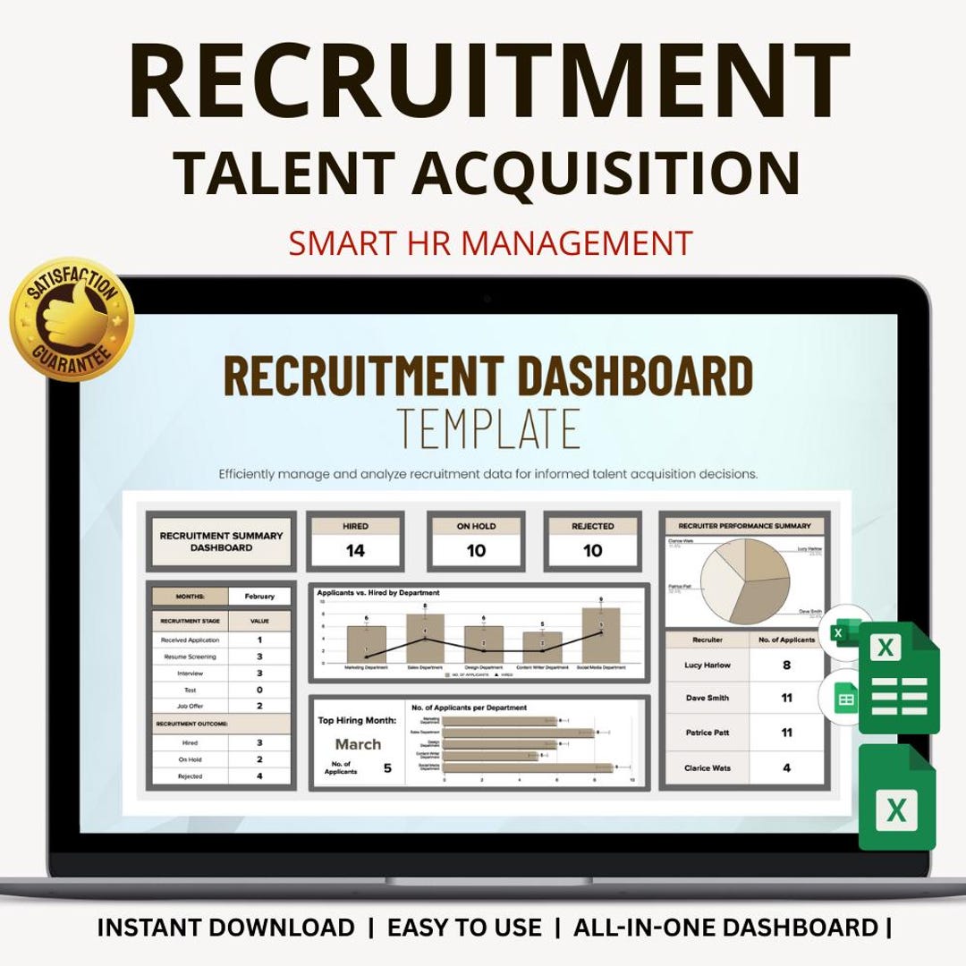 Recruitment Dashboard Excel & Google Sheets: Track Hiring and Monitor ...