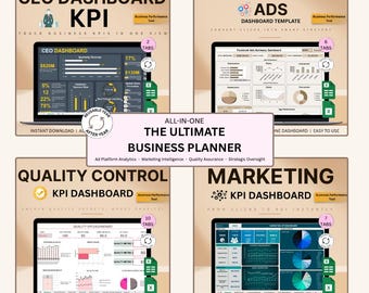Business KPI Dashboard Bundle: Excel & Google Sheets Templates (Digital Download)