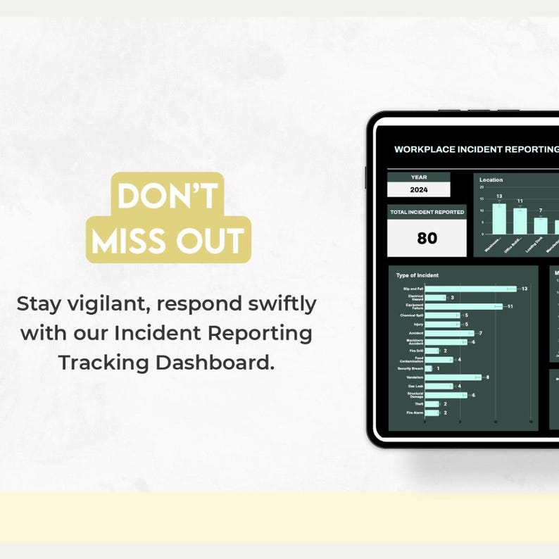 Workplace Incident Reporting Dashboard Excel & Google Sheets: Track ...