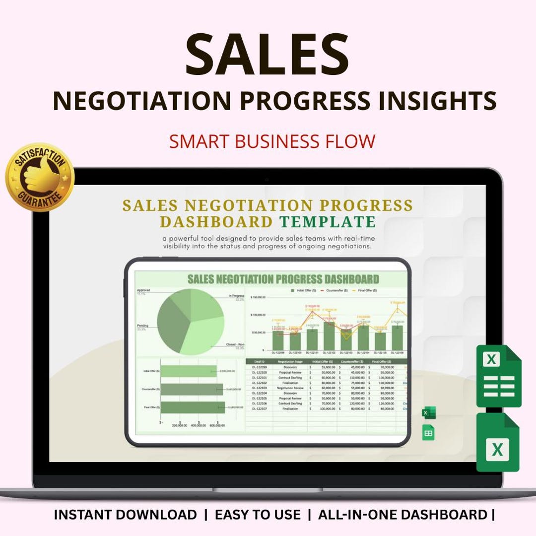 Progres Deal Sales Negotiation Progress Dashboard Excel & Google Sheets: Track Deals ...