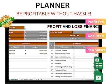 Profit & Loss Statement Template Excel and Google Sheets | Business Finance Report and Income Tracker