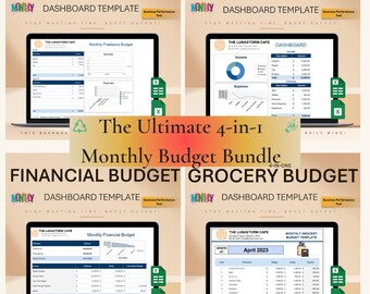4-in-1 Monatliches Budget Vorlage: Excel & Google Sheets (Digitaler Download)