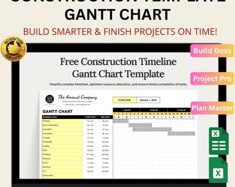Konstruktion Timeline Gantt Chart Excel & Google Sheets | Projektplaner, Terminplaner und Aufgabentracker
