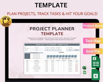 Projectplannersjabloon Excel en Google Spreadsheets | Taaktracker, doelen, tijdlijn en beheertool