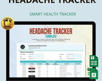 Headache Tracker Template Excel & Google Sheets: Track Symptoms, Triggers and Relief