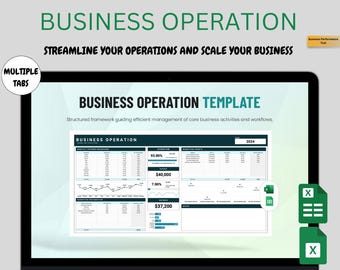 Business Operation Excel Template | Process Documentation, Resource Management, Quality Control & Performance Monitoring