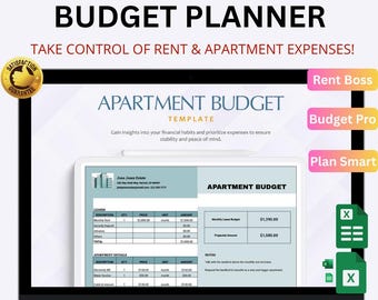 Plantilla de presupuesto de apartamento en Excel y Hojas de cálculo de Google / Seguimiento de alquiler, servicios públicos y gastos de manutención