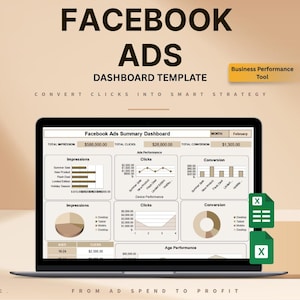 Facebook Ads Dashboard: KPI Tracker Excel & Google Sheets Template