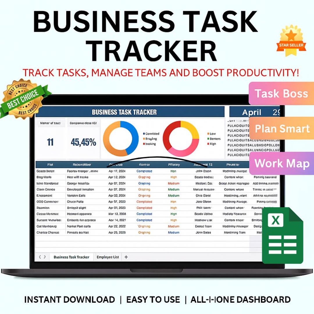 Business Task Tracker Template Excel Sheets | Task Management, Employee ...
