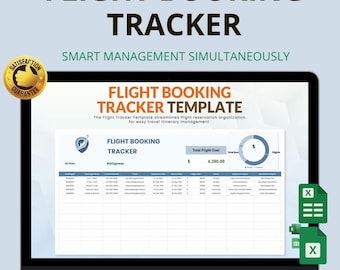 Flight Booking Tracker Excel & Google Sheets: Organize Travel Plans, Tickets and Costs