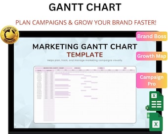 Marketing Gantt Chart Template Excel & Google Sheets | Campaign Planner, Timeline and Project Tracker