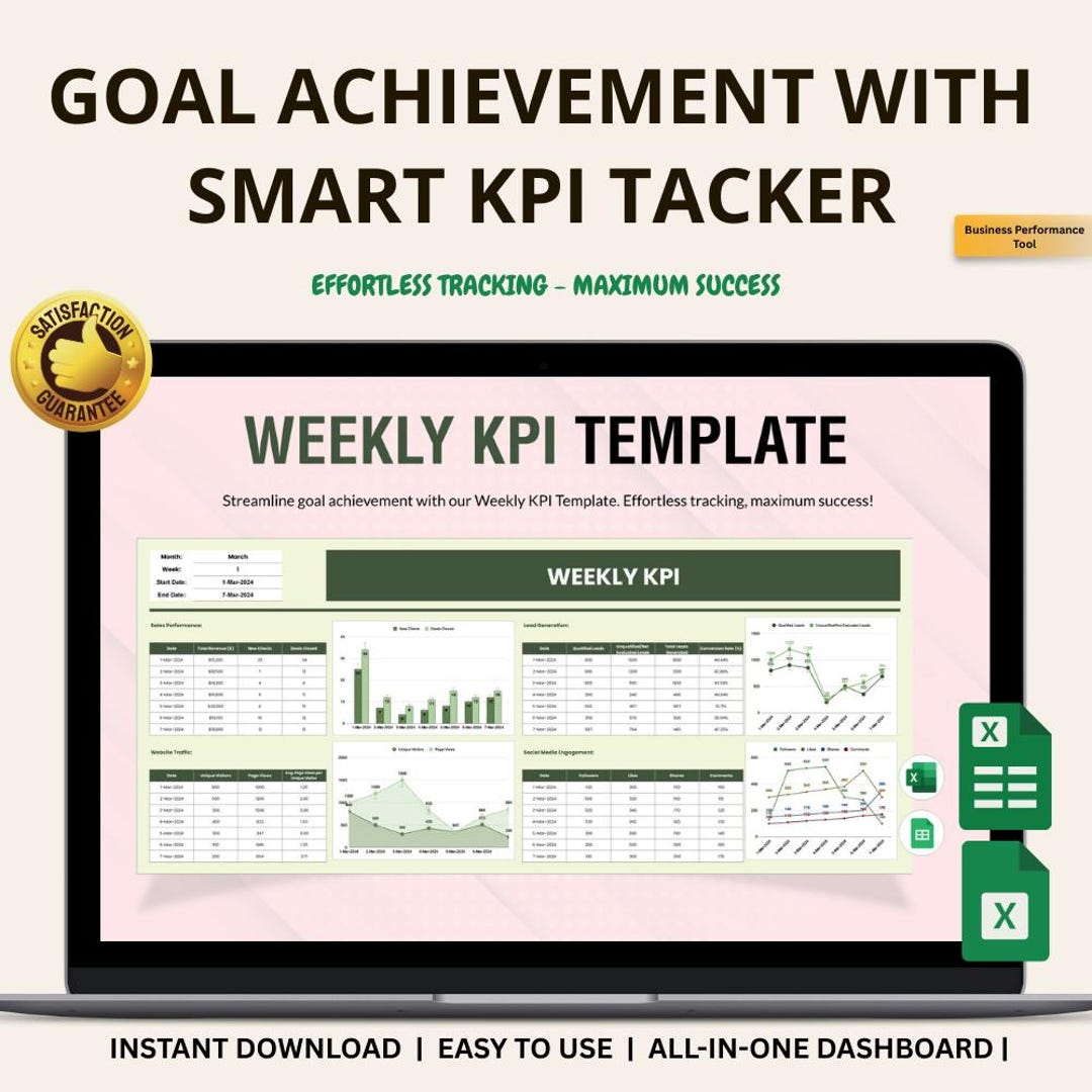 Weekly KPI Template Excel & Google Sheets: Track Performance, Metrics ...
