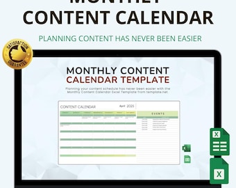Monthly Content Calendar Excel & Google Sheets: Plan Posts, Campaigns and Marketing Schedule