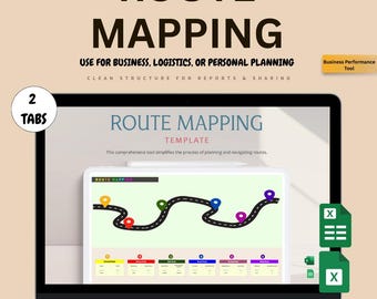 Plantilla de mapeo de rutas: Planificador de rutas de Excel + Hojas de cálculo de Google (Descarga digital)