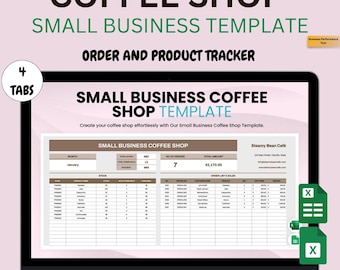 Small Business Coffee Shop Template | Excel & Google Sheets Order and Product Tracker