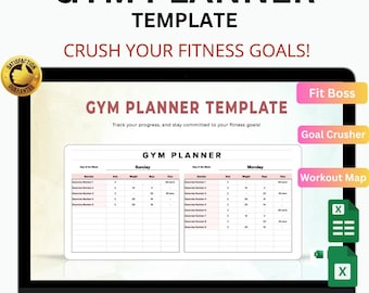 Gym Planner Template Excel & Google Sheets | Daily Workout Tracker, Fitness Log and Exercise Planner