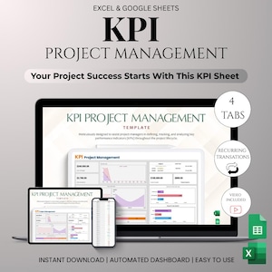 KPI Project Management Tracker With Task And Expense Tracker | Business Performance Dashboard | Excel & Google Sheets Templates Included
