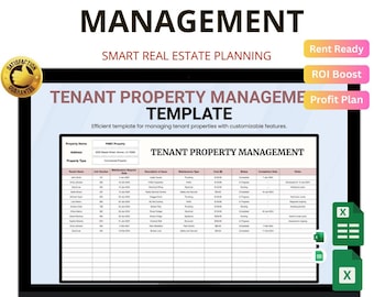 Tenant Property Management Template Excel & Google Sheets: Track Tenants, Rent Payments and Property Details