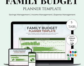 Planificador de presupuesto familiar / Excel y Google Sheets (Descarga digital)