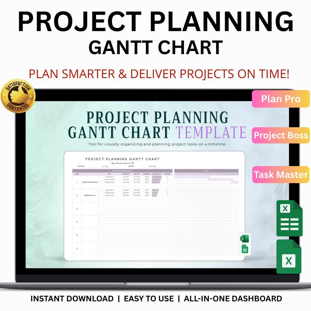Project Planning Gantt Chart Excel & Google Sheets | Timeline Planner ...