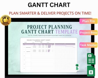 Project Planning Gantt Chart Excel & Google Sheets | Timeline Planner, Task Tracker and Project Tool
