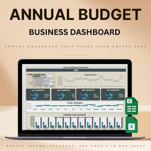 Annual Budget Dashboard: Excel & Google Sheets Small Business Finance Planner