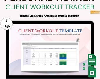 Personal Trainer Klient Workout Tracker: Excel & Google Sheets Vorlage (Digitaler Download)